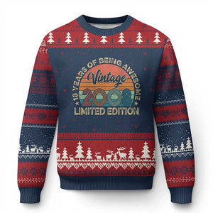 Vintage 2008 18th Birthday Gifts Ugly Christmas Sweater Limited Edition 18 Year Old Bday TS10 Navy Red Print Your Wear