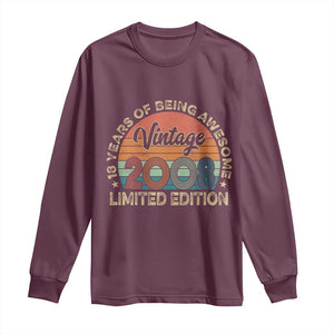 Vintage 2008 18th Birthday Gifts Long Sleeve Shirt Limited Edition 18 Year Old Bday TS10 Maroon Print Your Wear