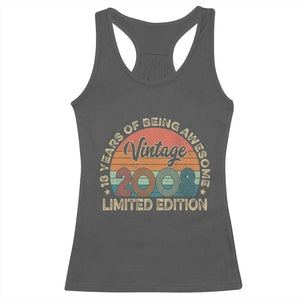 Vintage 2008 18th Birthday Gifts Racerback Tank Top Limited Edition 18 Year Old Bday TS10 Dark Heather Print Your Wear