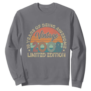 Vintage 2008 18th Birthday Gifts Sweatshirt Limited Edition 18 Year Old Bday TS10 Charcoal Print Your Wear
