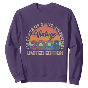 Vintage 2008 18th Birthday Gifts Sweatshirt Limited Edition 18 Year Old Bday TS10 Purple Print Your Wear