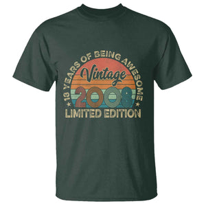 Vintage 2008 18th Birthday Gifts T Shirt Limited Edition 18 Year Old Bday TS10 Dark Forest Green Print Your Wear