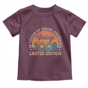 Vintage 2008 18th Birthday Gifts Toddler T Shirt Limited Edition 18 Year Old Bday TS10 Maroon Print Your Wear