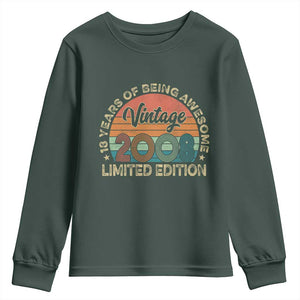 Vintage 2008 18th Birthday Gifts Youth Sweatshirt Limited Edition 18 Year Old Bday TS10 Dark Forest Green Print Your Wear
