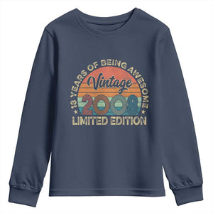 Vintage 2008 18th Birthday Gifts Youth Sweatshirt Limited Edition 18 Year Old Bday TS10 Navy Print Your Wear