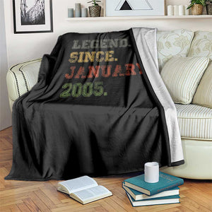 21st Birthday Gifts Throw Blanket Retro 21 Years Old Legend Since January 2005 TS10 Print Your Wear