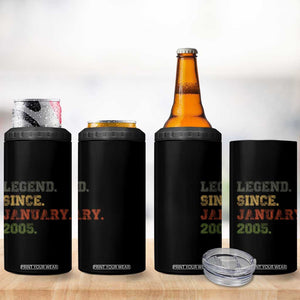 21st Birthday Gifts 4 in 1 Can Cooler Tumbler Retro 21 Years Old Legend Since January 2005 TS10 Print Your Wear