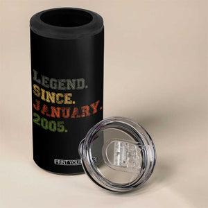 21st Birthday Gifts 4 in 1 Can Cooler Tumbler Retro 21 Years Old Legend Since January 2005 TS10 Print Your Wear