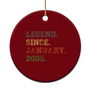 21st Birthday Gifts Ceramic Ornament Retro 21 Years Old Legend Since January 2005 TS10 1pc Red Print Your Wear