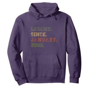 21st Birthday Gifts Hoodie Retro 21 Years Old Legend Since January 2005 TS10 Purple Print Your Wear