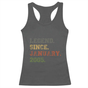 21st Birthday Gifts Racerback Tank Top Retro 21 Years Old Legend Since January 2005 TS10 Dark Heather Print Your Wear