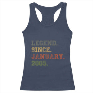 21st Birthday Gifts Racerback Tank Top Retro 21 Years Old Legend Since January 2005 TS10 Navy Print Your Wear