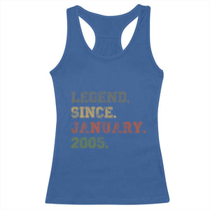 21st Birthday Gifts Racerback Tank Top Retro 21 Years Old Legend Since January 2005 TS10 Royal Blue Print Your Wear