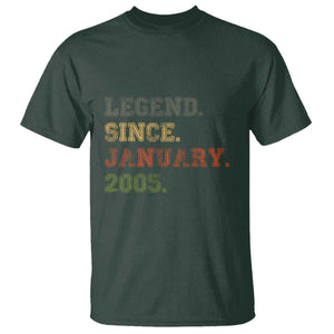 21st Birthday Gifts T Shirt Retro 21 Years Old Legend Since January 2005 TS10 Dark Forest Green Print Your Wear
