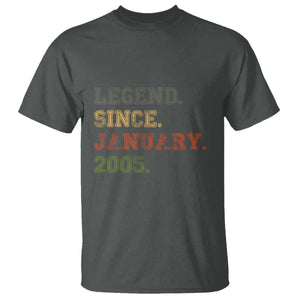 21st Birthday Gifts T Shirt Retro 21 Years Old Legend Since January 2005 TS10 Dark Heather Print Your Wear