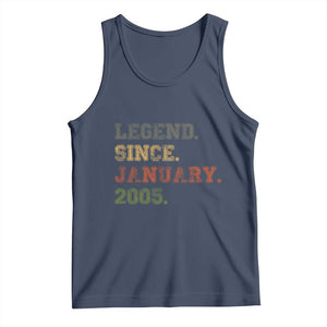 21st Birthday Gifts Tank Top Retro 21 Years Old Legend Since January 2005 TS10 Navy Print Your Wear