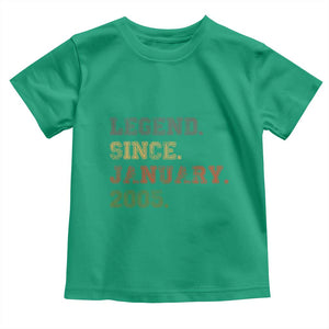 21st Birthday Gifts Toddler T Shirt Retro 21 Years Old Legend Since January 2005 TS10 Irish Green Print Your Wear