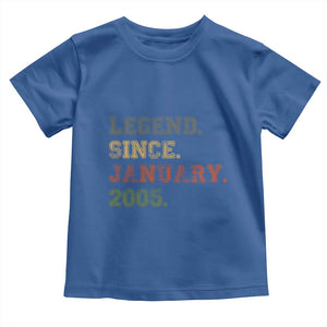 21st Birthday Gifts Toddler T Shirt Retro 21 Years Old Legend Since January 2005 TS10 Royal Blue Print Your Wear