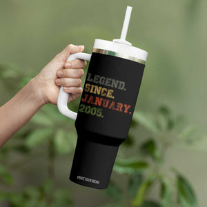 21st Birthday Gifts Tumbler With Handle Retro 21 Years Old Legend Since January 2005 TS10 Print Your Wear