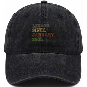 21st Birthday Gifts Washed Cotton Baseball Cap Retro 21 Years Old Legend Since January 2005