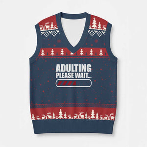 Happy 18th Birthday V-Neck Knit Sweater Vest Adulting Please Wait Loading 18 Year Old Bday Gifts TS10 Navy Red Print Your Wear