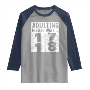 Happy 18th Birthday Raglan Shirt Adulting Please Wait 18 Year Old Bday Gifts TS10 Sport Gray Navy Print Your Wear