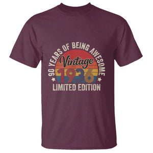 Funny 90th Birthday T Shirt - Vintage 1936 Limited Edition 90 Year Old Bday Gifts TS10 Maroon Print Your Wear