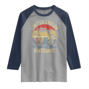 Funny 70th Birthday Raglan Shirt Vintage 1956 Limited Edition 50 Year Old Bday Gifts TS10 Sport Gray Navy Print Your Wear