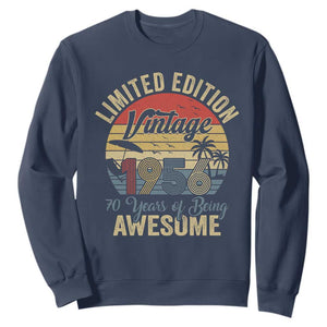 Funny 70th Birthday Sweatshirt Vintage 1956 Limited Edition 50 Year Old Bday Gifts TS10 Navy Print Your Wear