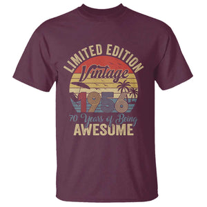 Funny 70th Birthday T Shirt Vintage 1956 Limited Edition 50 Year Old Bday Gifts TS10 Maroon Print Your Wear