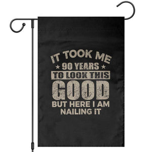 Funny 90th Birthday Garden Flag Retro Grandpa Grandma Bday Gift TS10 Black Print Your Wear