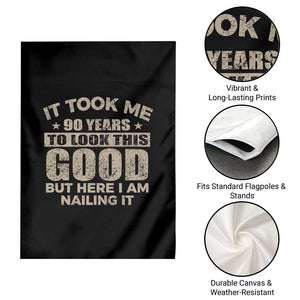 Funny 90th Birthday Garden Flag Retro Grandpa Grandma Bday Gift TS10 Print Your Wear