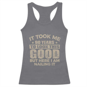 Funny 90th Birthday Racerback Tank Top Retro Grandpa Grandma Bday Gift TS10 Charcoal Print Your Wear