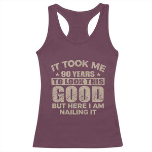 Funny 90th Birthday Racerback Tank Top Retro Grandpa Grandma Bday Gift TS10 Maroon Print Your Wear