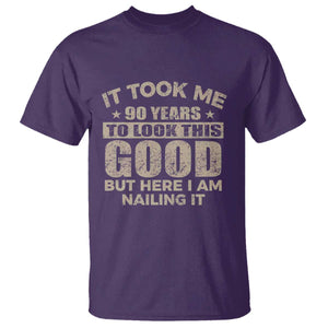 Funny 90th Birthday T Shirt Retro Grandpa Grandma Bday Gift TS10 Purple Print Your Wear