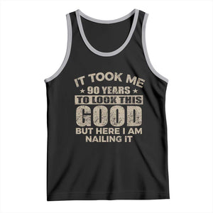 Funny 90th Birthday Tank Top Retro Grandpa Grandma Bday Gift TS10 Black Athletic Heather Print Your Wear