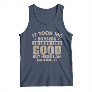 Funny 90th Birthday Tank Top Retro Grandpa Grandma Bday Gift TS10 Navy Print Your Wear