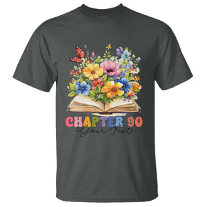 Personalized 90th Birthday Gift For Women T Shirt Custom Name Chapter 90 Flowers Book TS10 Dark Heather Print Your Wear