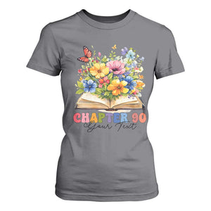 Personalized 90th Birthday Gift For Women T Shirt For Women Custom Name Chapter 90 Flowers Book TS10 Charcoal Print Your Wear