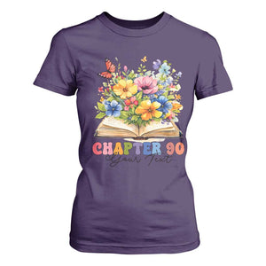 Personalized 90th Birthday Gift For Women T Shirt For Women Custom Name Chapter 90 Flowers Book TS10 Purple Print Your Wear