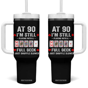 Funny 90th Birthday Tumbler With Handle Funny 90 Year Old Cards TS10 One Size: 40 oz Black Print Your Wear