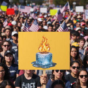 Subtle Anti Ice Protest Sign Ice Melting Satire Political Humor TS10 Horizontal 18" × 24" Yellow Print Your Wear