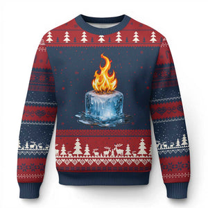 Subtle Anti Ice Ugly Christmas Sweater Ice Melting Satire Political Humor TS10 Navy Red Print Your Wear