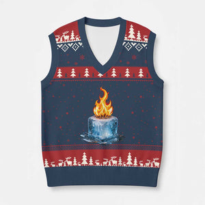 Subtle Anti Ice V-Neck Knit Sweater Vest Ice Melting Satire Political Humor TS10 Navy Red Print Your Wear