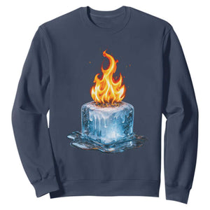 Subtle Anti Ice Sweatshirt Ice Melting Satire Political Humor TS10 Navy Print Your Wear