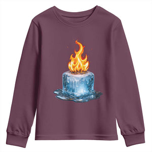 Subtle Anti Ice Youth Sweatshirt Ice Melting Satire Political Humor TS10 Maroon Print Your Wear