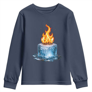 Subtle Anti Ice Youth Sweatshirt Ice Melting Satire Political Humor TS10 Navy Print Your Wear