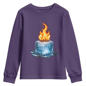 Subtle Anti Ice Youth Sweatshirt Ice Melting Satire Political Humor TS10 Purple Print Your Wear