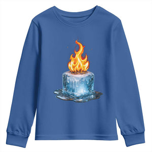 Subtle Anti Ice Youth Sweatshirt Ice Melting Satire Political Humor TS10 Royal Blue Print Your Wear