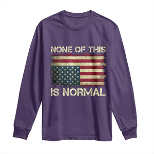 None of This Is Normal Long Sleeve Shirt Retro Upside Down American Flag TS10 Purple Print Your Wear